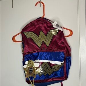 Wonder Woman Gold Glitter 16" Kids' / Girls Backpack, Red NEW w/Tags Tiarra
